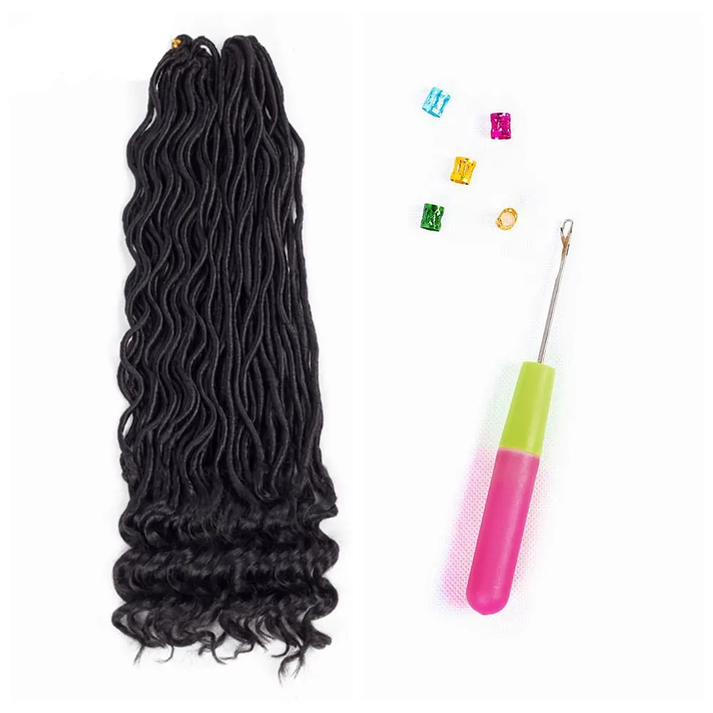 Goddess Locs вязанные крючком волосы волнистые искусственные с кудрявыми концами