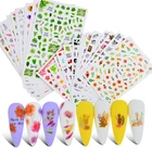 2022 Весна Новый дизайн 3D самоклеющиеся наклейки для ногтей и наклейки цветок лист Дерево зеленый простой летний DIY слайдер для дизайна ногтей