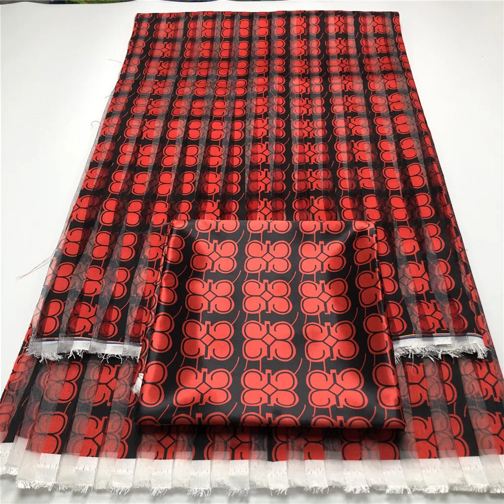 

Newest Imitated Organza Silk Wax Materials Nigerian Chiffon Fabric Women African Fabric 4+2yards High Quality Wax Prints M212-10