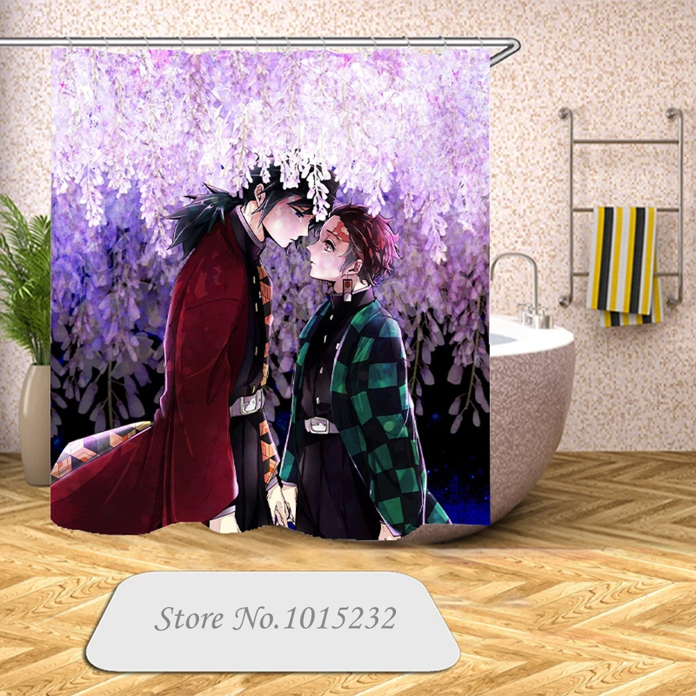 Занавеска для душа Kimetsu no Yaiba водонепроницаемая Шторка ванной из полиэстера с