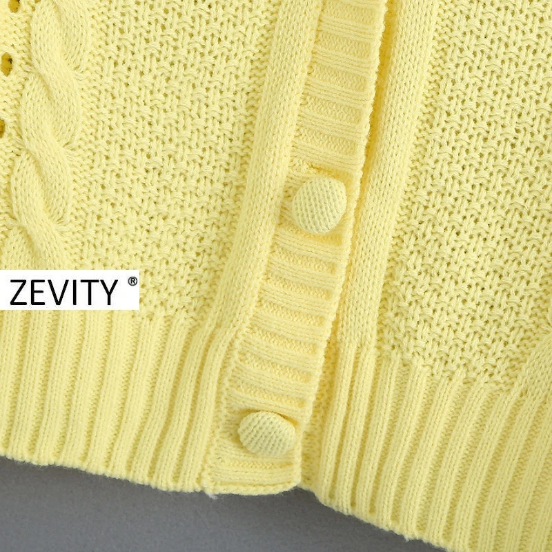 Новинка от Zevity женский укороченный вязаный кардиган с v-образным вырезом и