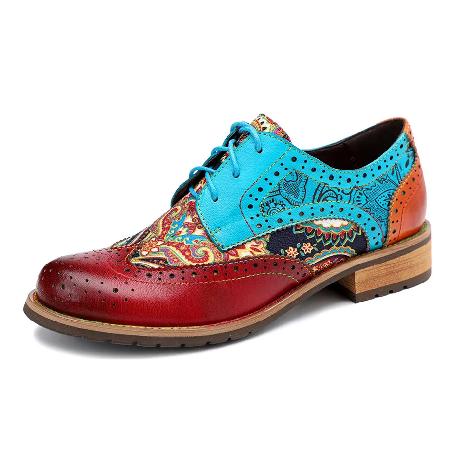 

Women Platform Oxford Shoes 2022 Autumn Vintage Genuine Leather Flats Brogue Lace Up Women Fashion Loafers Oxford Shoes Handmade