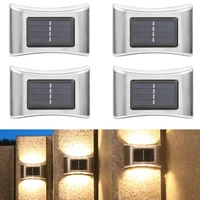 421pcs led solar lights up and down luminous lighting wall lamp outdoor waterproof for patio courtyard stairs fence decorative