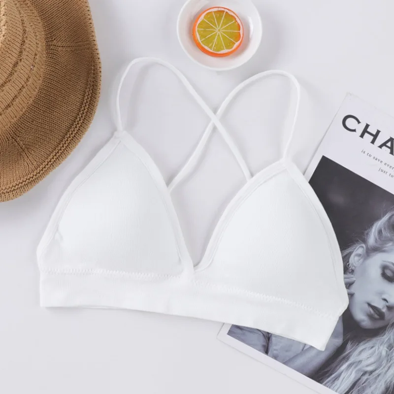 

Gobetter Underwear Triangle Cup Bras for Women Comfortable Wrapped Chest Sexy Deep V Bras Lingerie Beauty Back Tube Tops