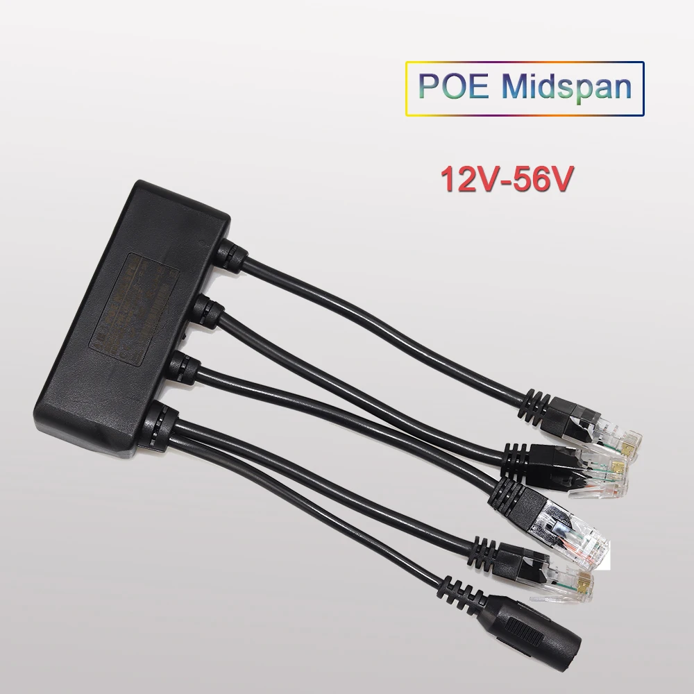 4 в 1 Power Over Ethernet Midspan Splitter Switch 10/100 Мбит/с IEEE802.3at/af 2A IP Camera Poe on.