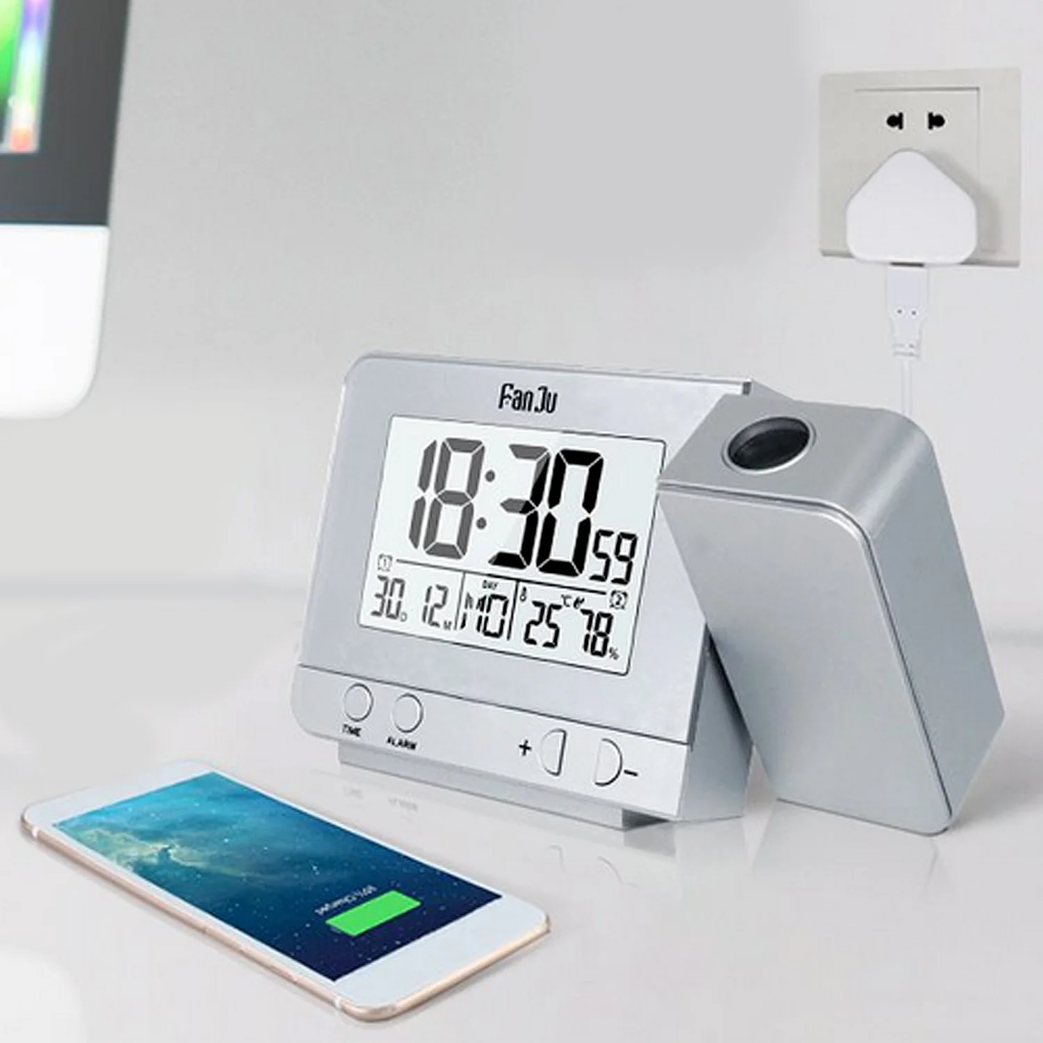 Цифровой светодиодный проектор с регулируемой яркостью настольные часы USB