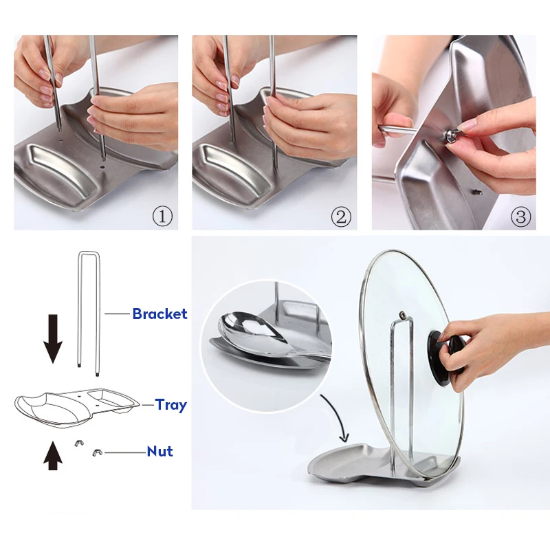 Нержавеющая сталь держатель ложки 2 в 1 крышки для горшков ложка отдыха горшок