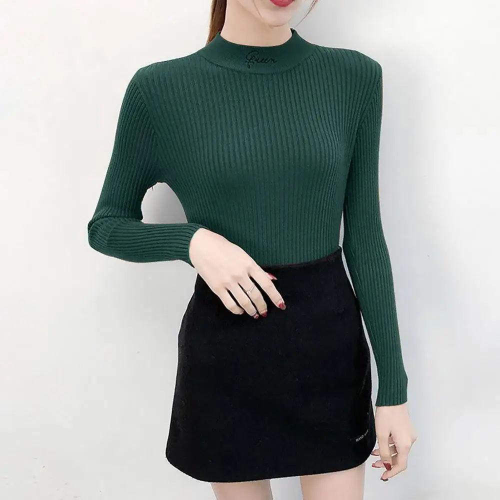 Fashion womens sweaters 2019 winter O-Neck Pullovers Solid long sleeve white and black tops Femme Clothing | Женская одежда