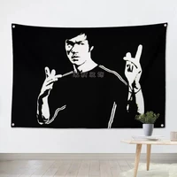 bruce lee rock band flag banner wall art posters rock music stickers canvas printing tapestry mural hanging cloth wall decor