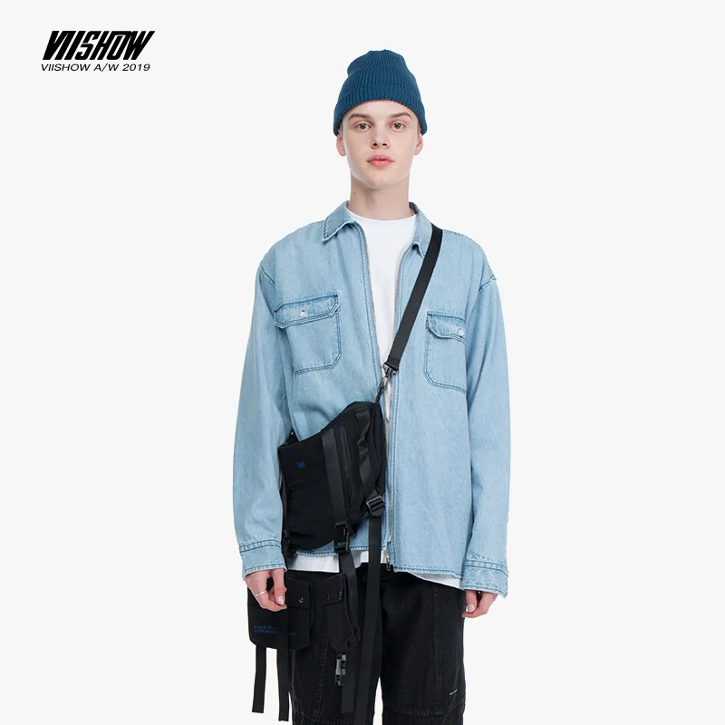VIISHOW Мужская джинсовая рубашка с длинным рукавом хлопок джинсы кардиган на