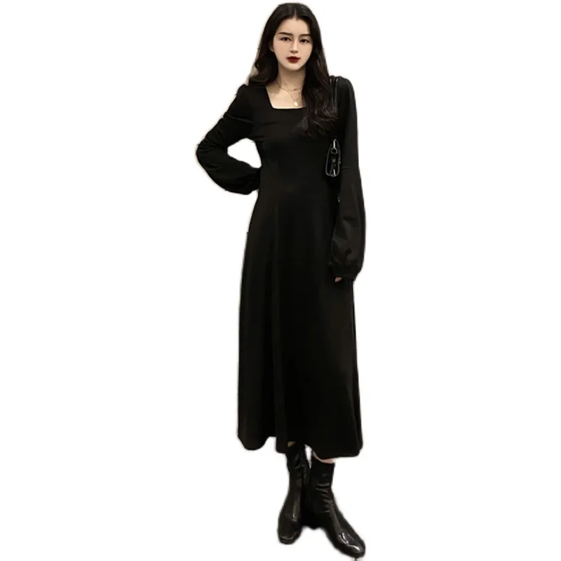

L-4XL New Spring Girls Dress Women black Long Sleeve Womens Dresses Female Dress Vintage Dress Party Robe Femme Vestido Autumn