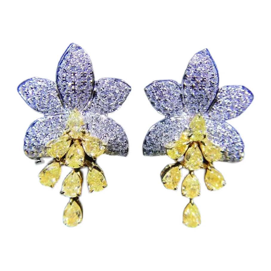 Женские серьги с кисточками и лепестками серебро 925 пробы