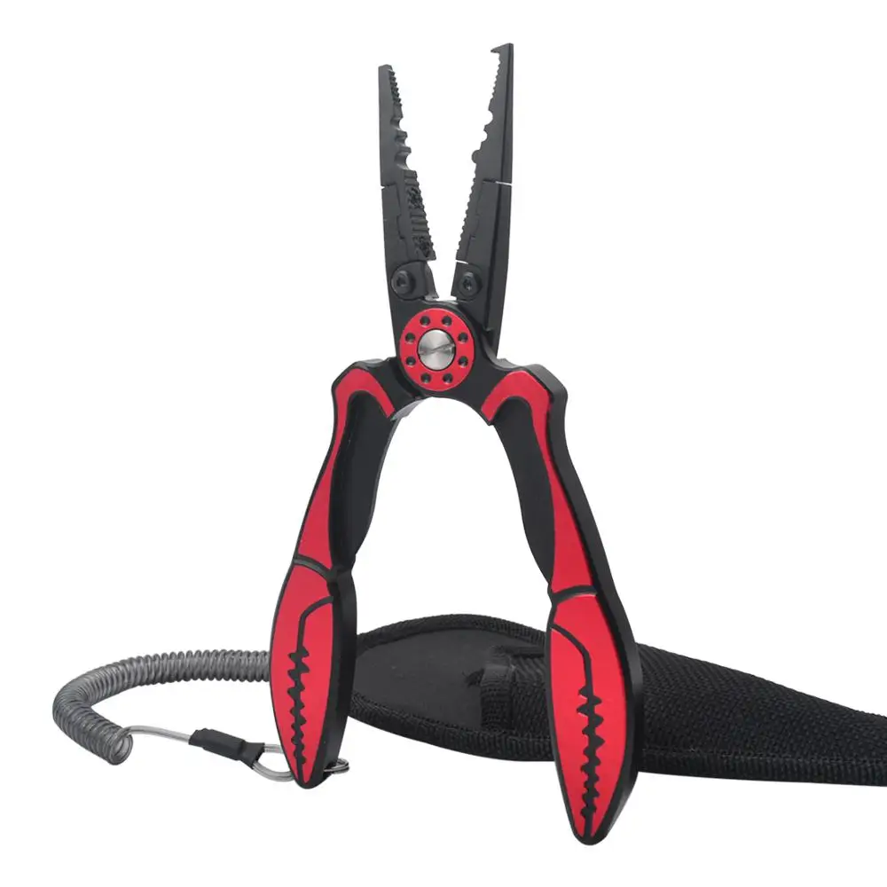 Aluminum Alloy Fishing Pliers+Retention Rope 122g 18.5cm Hook Remover Line Cutter Multifunctional Fishing Tools