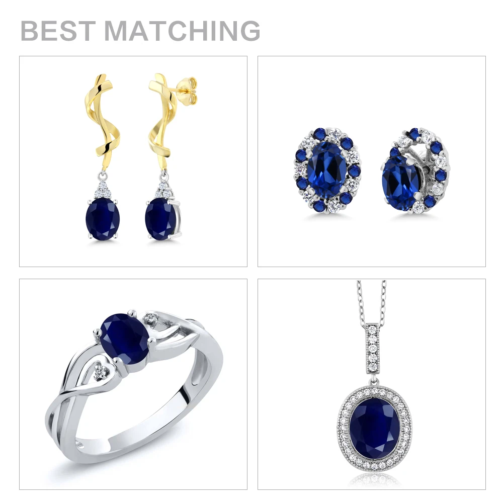 GemStoneKing 0 56 Ct синий сапфир Белый бриллиант обручальное кольцо для женщин Твердое
