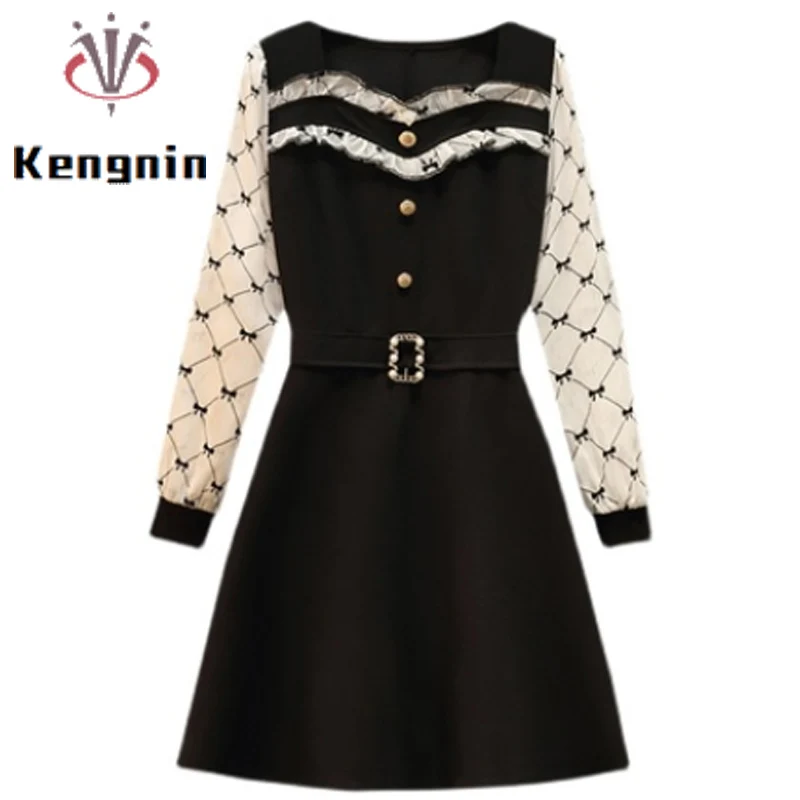 

Oversized 5XL Female Elegant Robe Dress 2022 SPring Chiffon Patchwork Black Loose Lady Vestido Women Sexy Evening Dresses KE1157