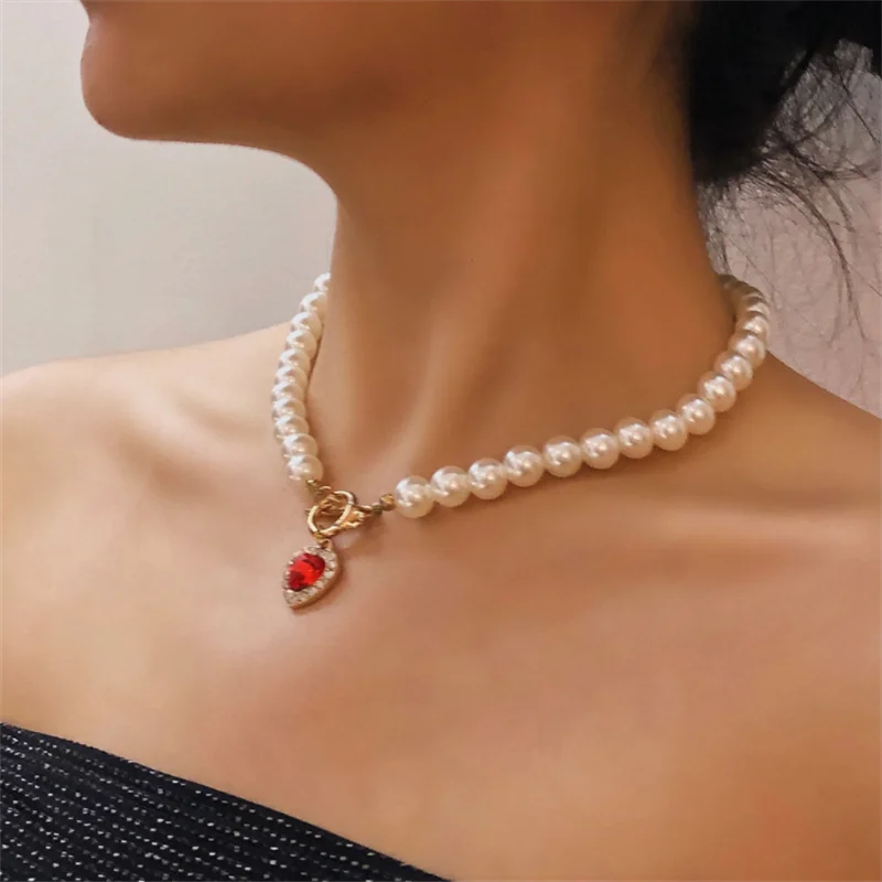 

Trendy Multilayer Pearl Heart Pendant Necklace for Women Gifts Jewelry