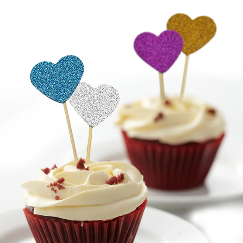 40 шт. декоративные палочки для торта в виде сердца|Товары украшения тортов| |