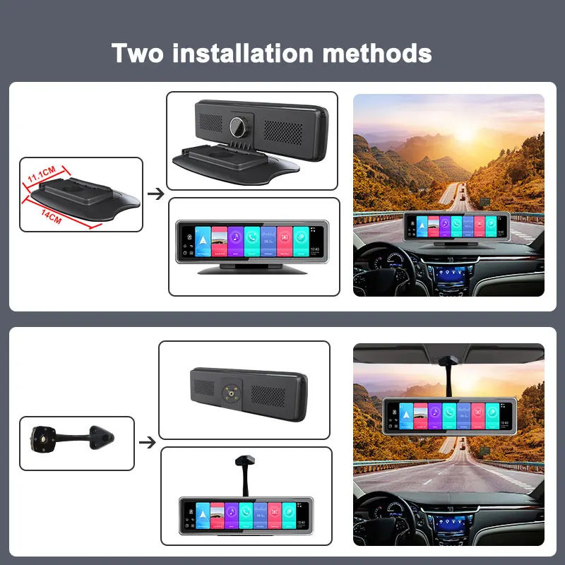 Автомобильный видеорегистратор 4 камеры 4G Android 9 0 12 дюймов Full Touch DVR 360 ° панорамный