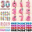 Воздушные шары, фольгированные голубые розовые шары в форме цифр, 32 дюйма, для детей 1, 2, 3, 4, 5, 6, 7, 8, 9 лет, украшения для дня рождения