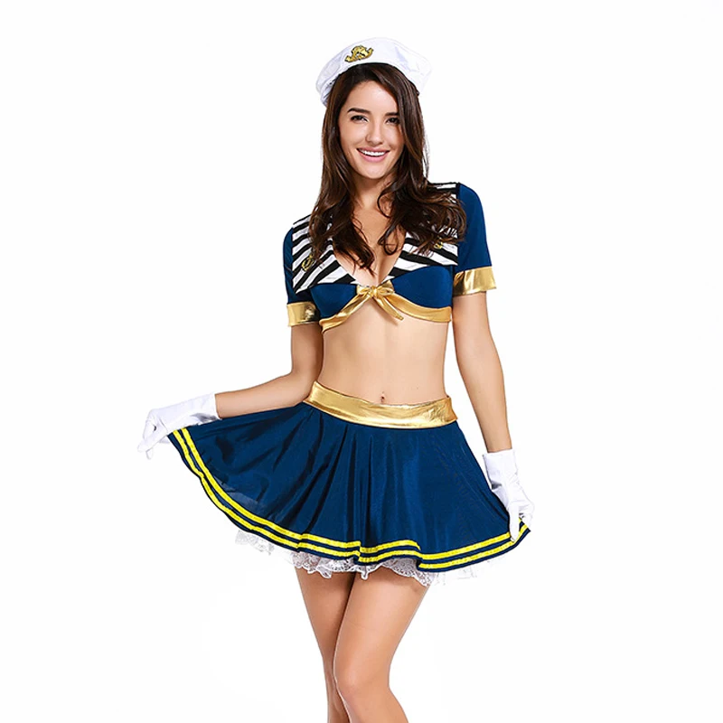 

Lady Sailor Suit Costume Sexy Mini Skirt Naval Uniform Nightclub Role Play Cosplay Fancy Party Dress Carnival Halloween