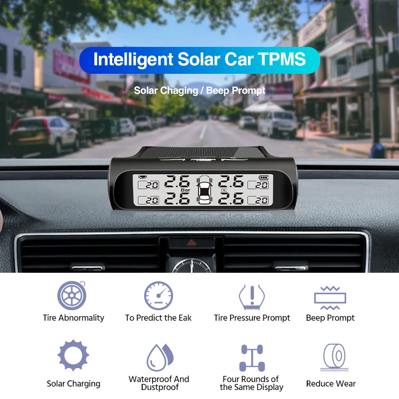 E ACE TPMS солнечная энергия автомобильный контроль давления в шинах сигнализация