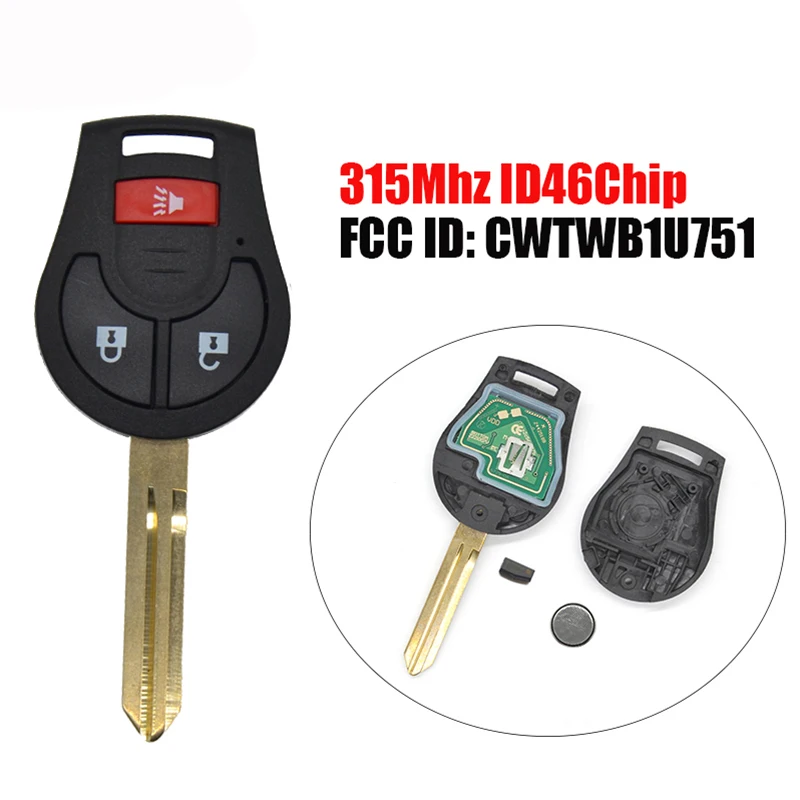 Пульт дистанционного управления для автомобиля N0060 3 кнопки 315 МГц ID46