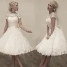 Женское свадебное платье It's yiiya, белое короткое Кружевное Платье До Колена с короткими рукавами и V-образным вырезом на лето 2020