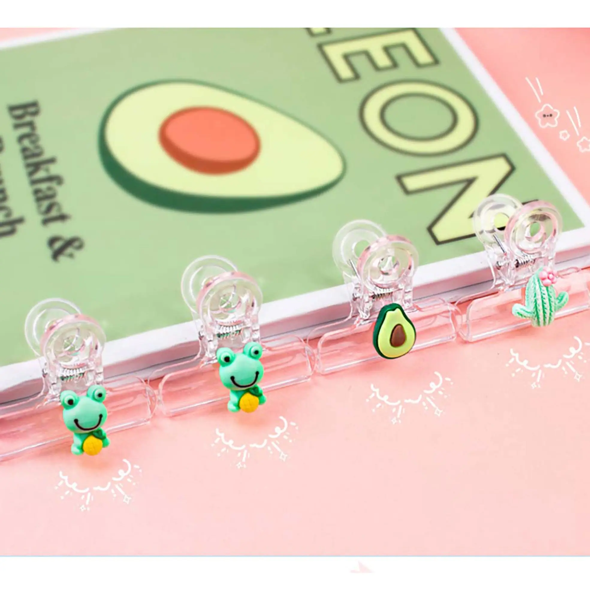 

Cartoon Transparent Clip Cute Animal Fruit Decor File Data Binding Clip Snack Sealing Clip School Stationery Office Supplies