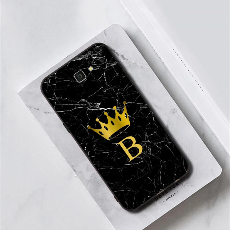 LVTLV DIY инициалы имя письмо монограмма черный мрамор Корона чехол для телефона samsung