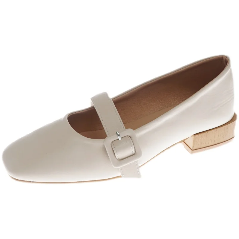 

Shoes On Heels Casual Female Sneakers All-Match Autumn Women's Moccasins Square Toe Flats Summer Retro Grandma Fall Dress New Ba