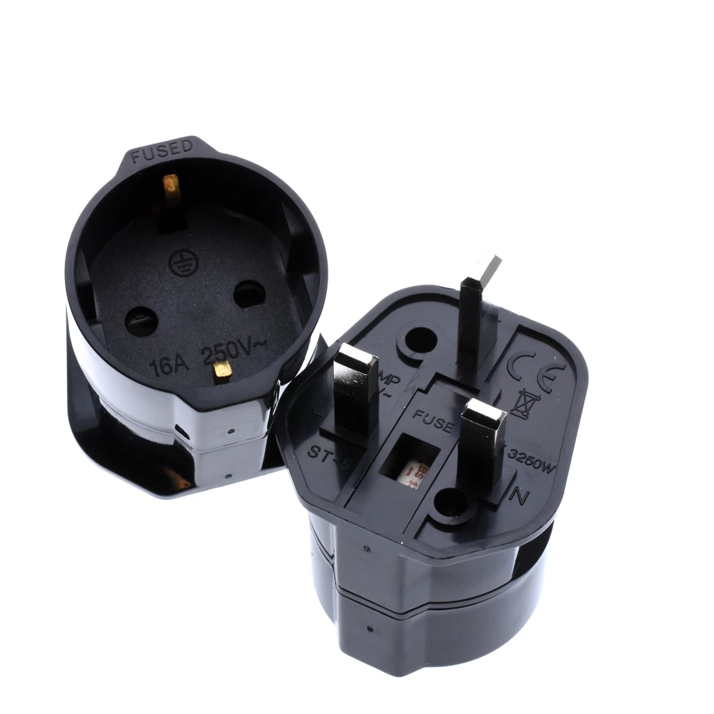 Адаптер штепсельной вилки Великобритании 5x5x7 см 250 в европейские розетки
