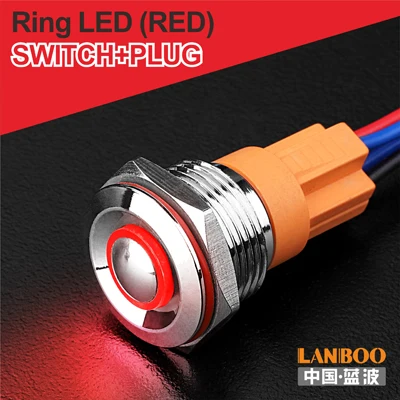 R Ring Button Plug 16 мм Ультра короткий кнопочный переключатель небольшой фиксация мгновенный зеленый 12 В для макетной платы - Цвет: R Ring Button Plug