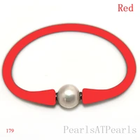 7 5 inches 10 11mm one aa natural round pearl red elastic rubber silicone bracelet