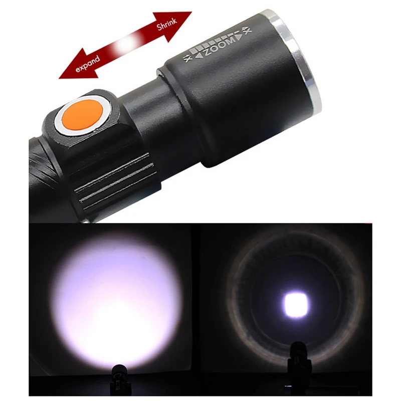 

Bike Headlight Strong Light Flashlight T6 LED Flashlight Built-in Battery Rechargeable Zoom Portable Household Lighting