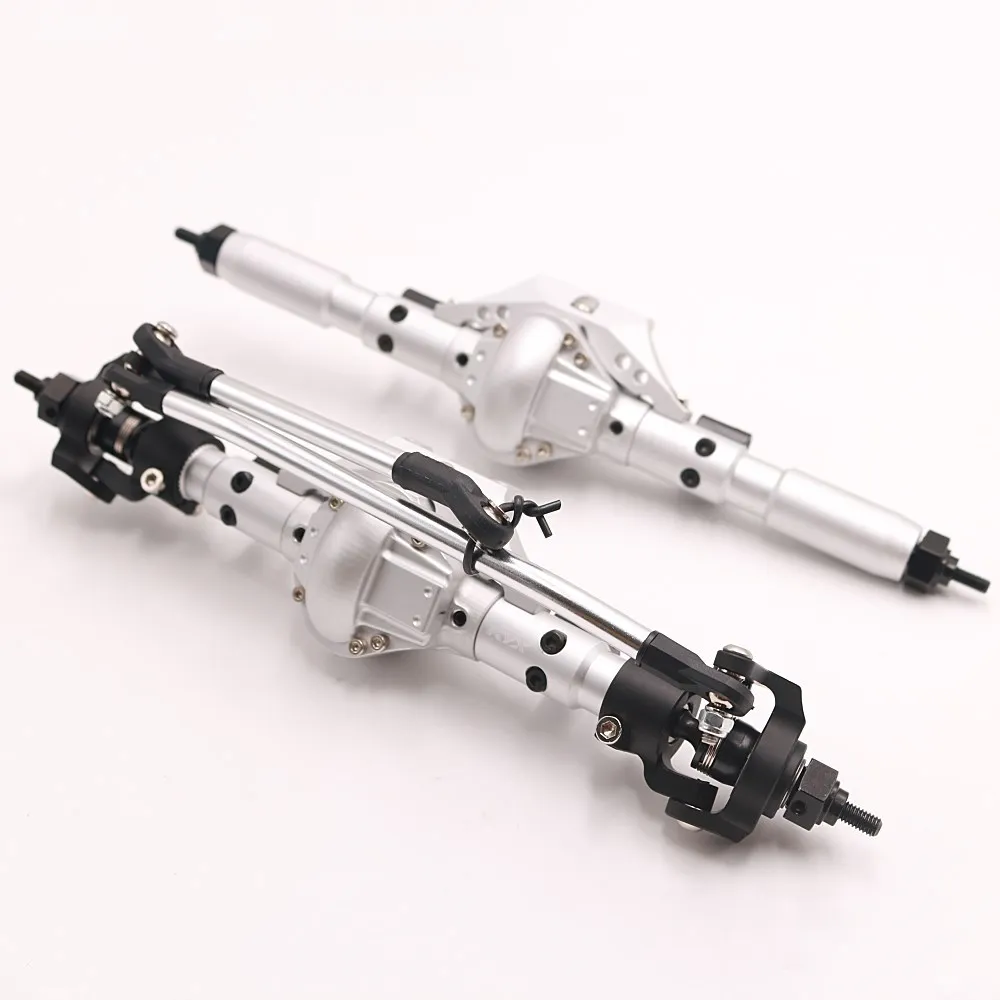 Silver KYX Racing CNC Alloy Front Rear Axle Set for 1/10 RC Crawler Car Axial SCX10 II 90046 - Цвет: Silver