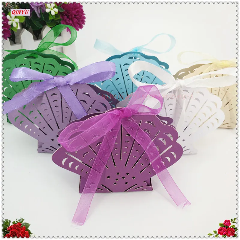 50 шт. в виде ракушки Форма Винтаж Крафт бумажная коробка для конфет драже коробки