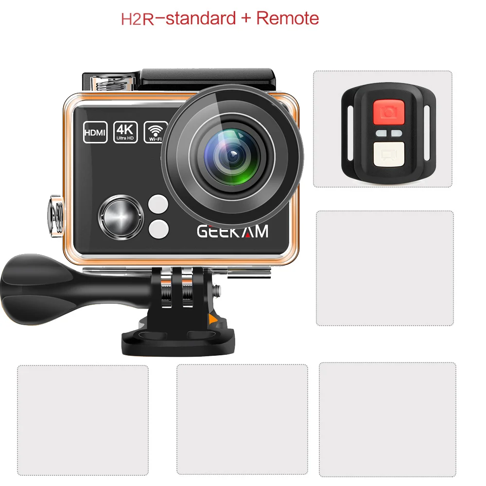 H2R GEEKAM Экшн-камера H2R/H2 ультратонкий HD 4 K/25fps WiFi 2," 170D подводный водонепроницаемый велосипедный шлем Экстремальные виды спорта видео камера - Цвет: H2R