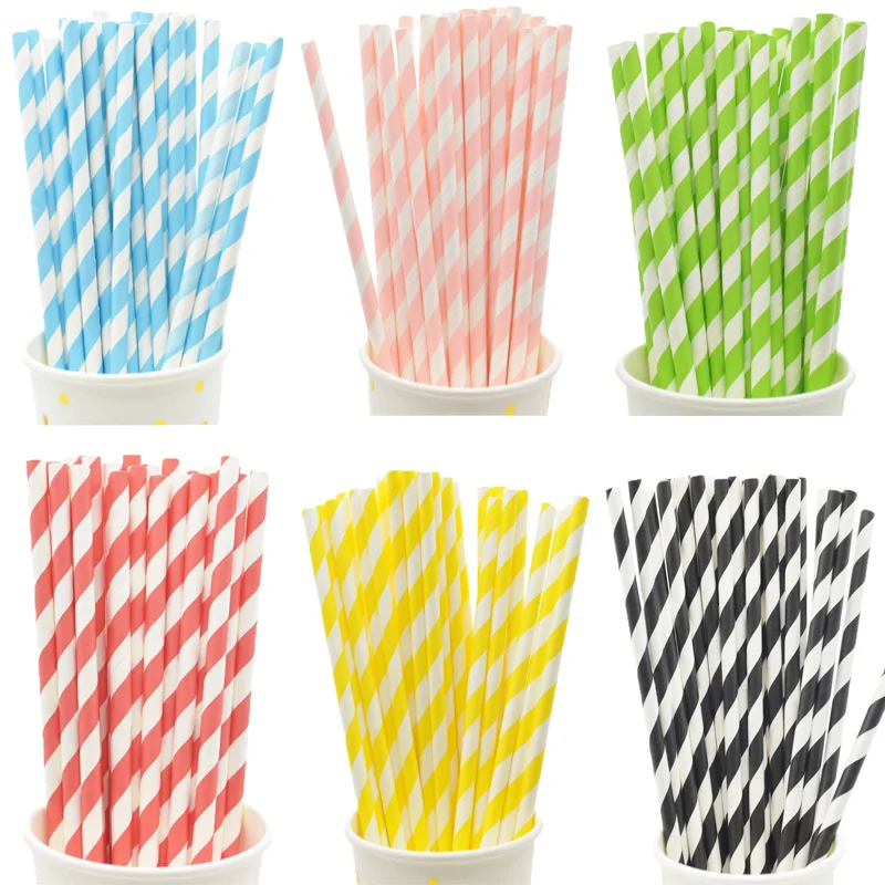 

Biodegradable Stripes Paper Straws Pink Blue Yellow Stripes Drinking Straws Wedding Birthday Party Decoration Baby Shower Kids