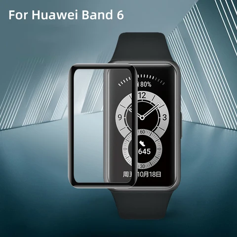 Защитная пленка из мягкого стекловолокна для Huawei Band 6, изогнутая, устойчивая к царапинам