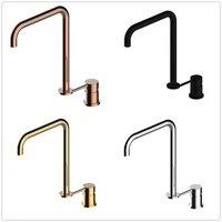 solid brass rose gold cold hot super long pipe two hole kitchen faucet 360 rotating sink split faucet matt black basin tap