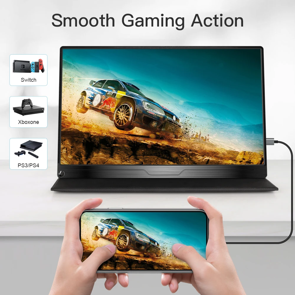구매 UPERFECT 13.3 인치 LCD 모니터 초박형 1080P IPS FHD USB C형 디스플레이 휴대용 노트북 전화 XBOX 스위치 PS4 게임 화면