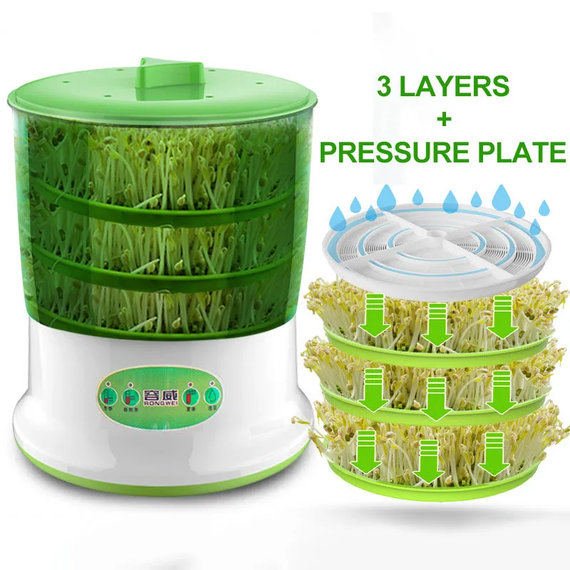 220V Bean Sprouts Machine Home Automatic Thermostat Green Seeds Growing Germinator Large Capacity Seedling Growth Bucket enlarge