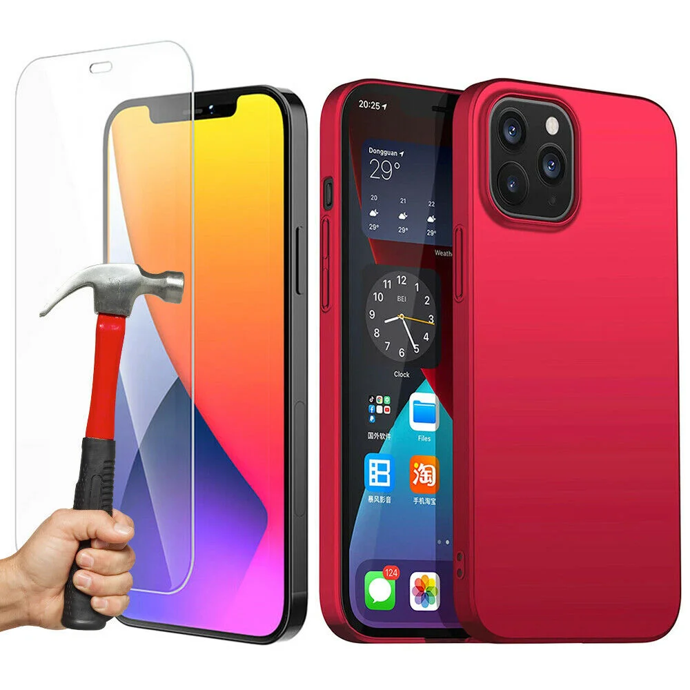 

Coque Mat + Verre Tremp Film iphone 12 mini 12 Pro Max 11 XR XS 8 7 6 Plus