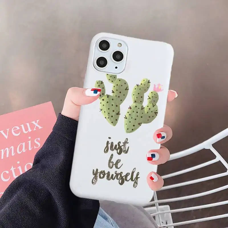 

Cute plant cortoon cactus Phone Case Candy Color for iPhone 6 7 8 11 12 s mini pro X XS XR MAX Plus