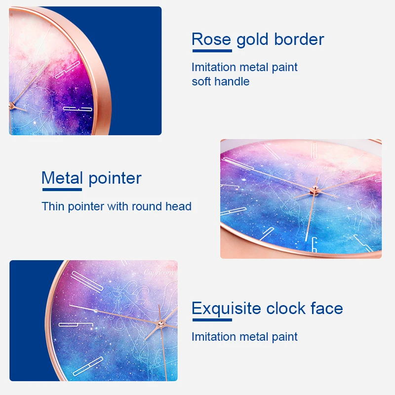 

Night Luminescence Wall Clock Acrylic Living Room Home Decor 12in circular Silent Clock ZODIAC Clock