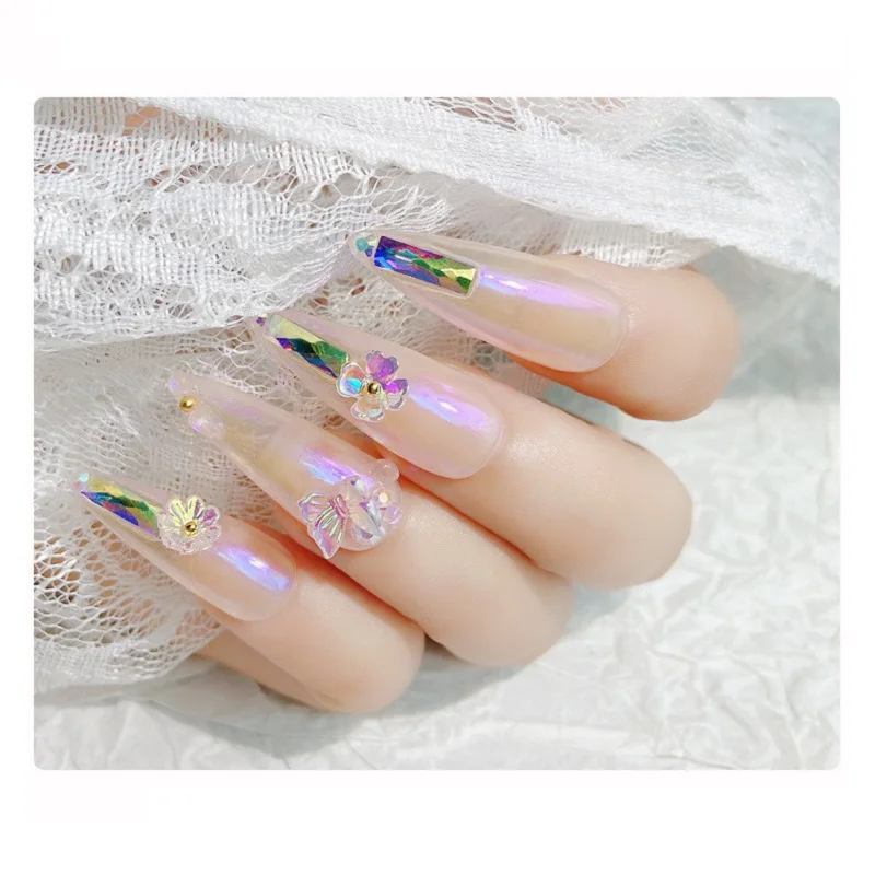 Красочные AB Хрустальные Цветы бабочки украшения для ногтей смешанные