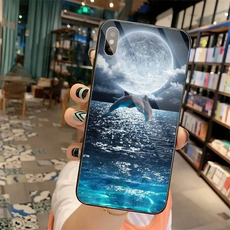 

Ocean Whale Shark Swimming Phone Cases Tempered glass For iphone 5C 6 6S 7 8 plus X XS XR 11 PRO MAX