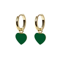canner hot 925 sterling silver green rhinestone series hoop earrings for women girls zircon pendant charm circle earring jewelry