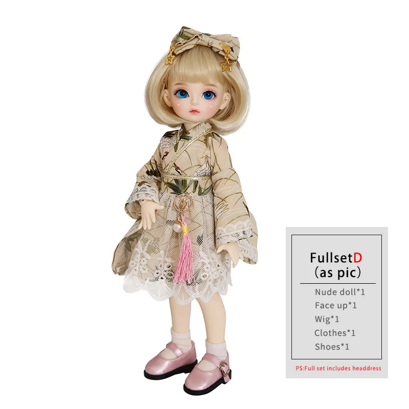 Shugo Фея Mien 1/6 BJD SD кукла Yosd модель для маленьких девочек и мальчиков глаза высокое качество игрушки смолы фигурки на Рождество - Цвет: Full set D as in pic