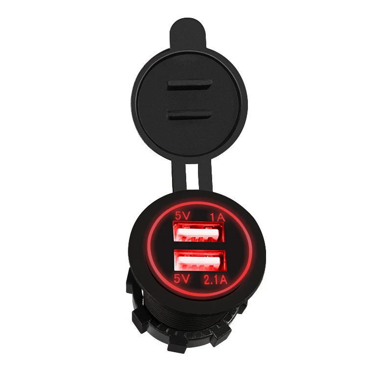 YCCPAUTO Dual USB Автомобильное зарядное устройство 5 В 3.1A Универсальное зарядное устройство s разъем для авто мотоцикла Электрический велосипед ATV Лодка 12-24 В - Название цвета: Red LED